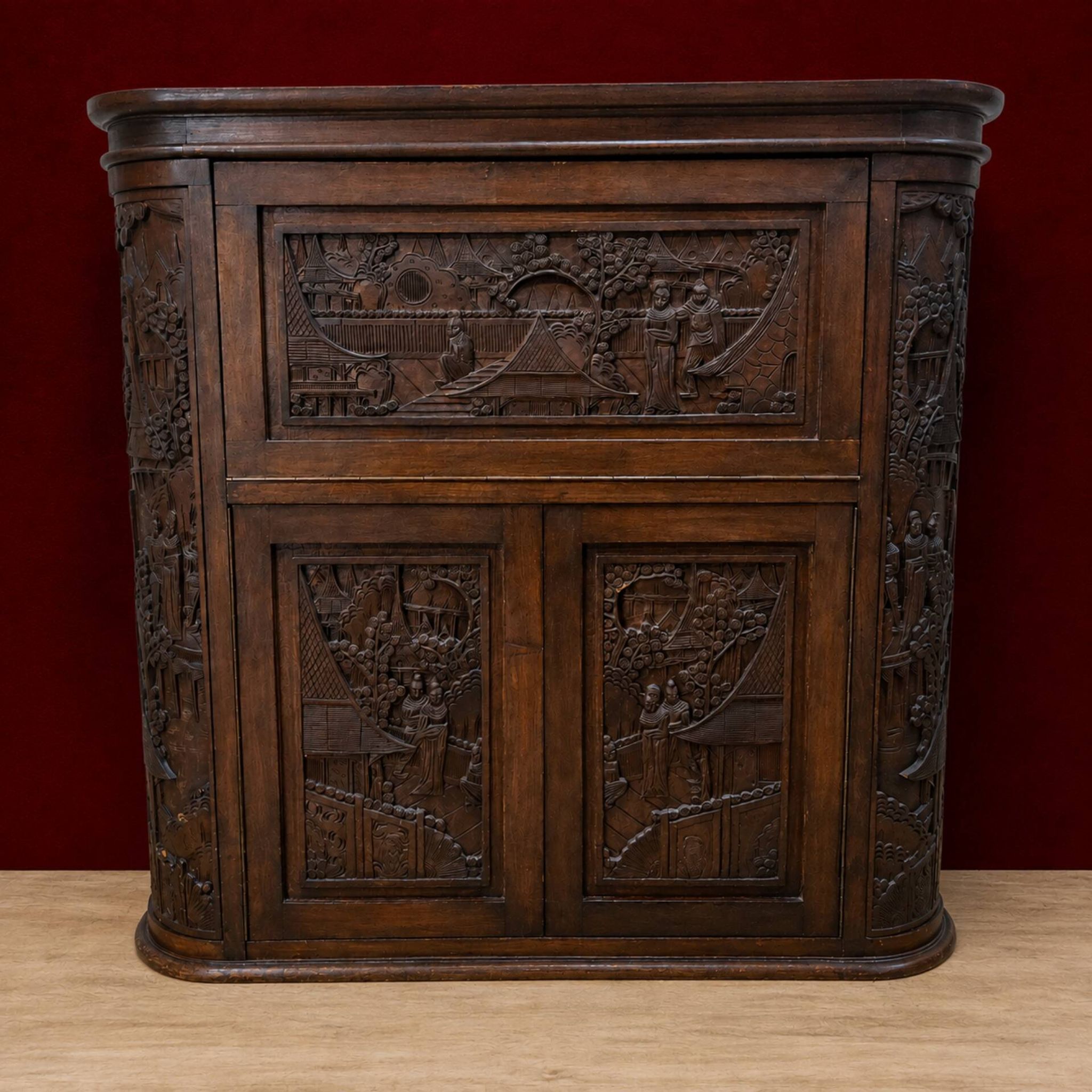 Vintage teak wooden Thai / Asian bar cabinet / drinks cabinet