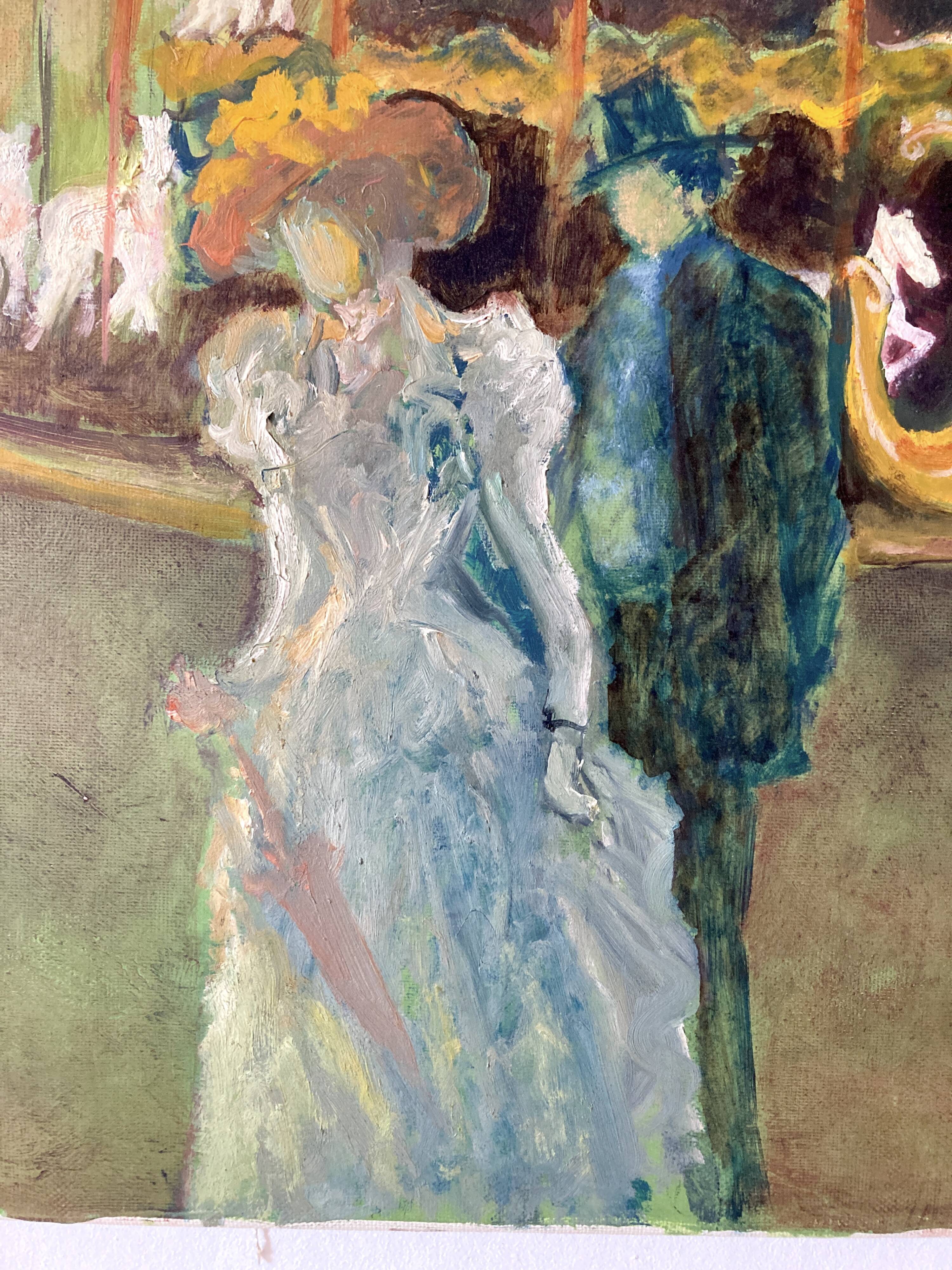 Oil painting on canvas / View of Montmartre during the Belle Époque / Signed Tomako, 1992