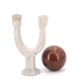 Moroccan candle holder in carved stone, 1970s