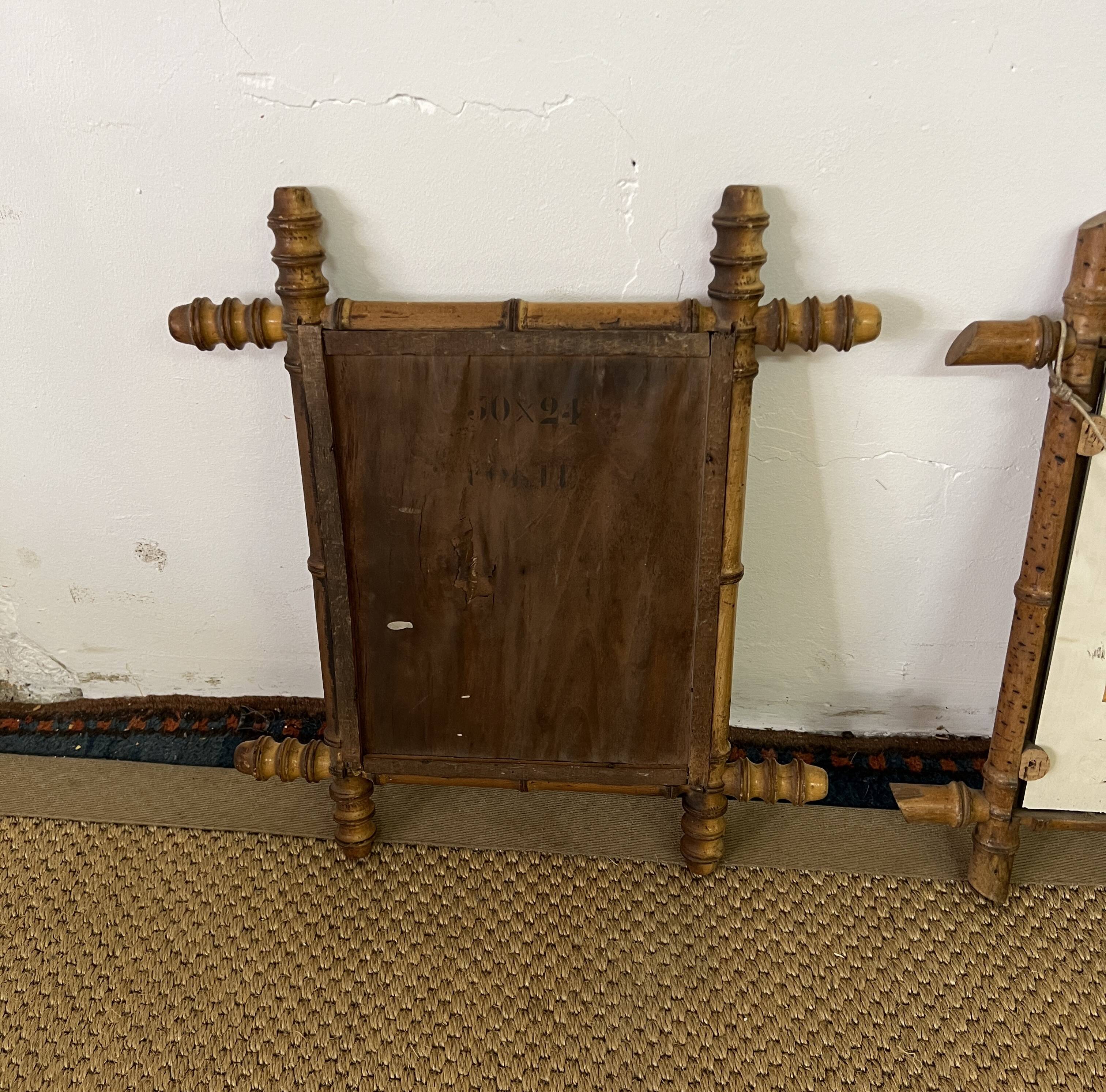 Suite of three antique mirrors in bamboo and rattan