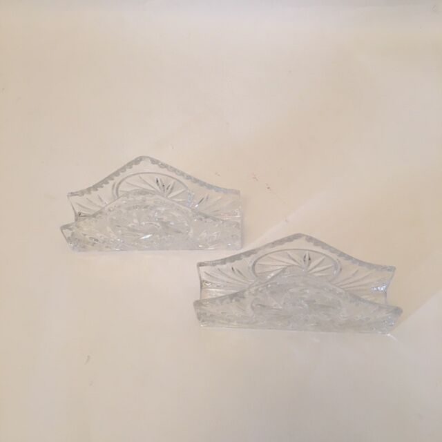 Paire de porte-servette en cristal