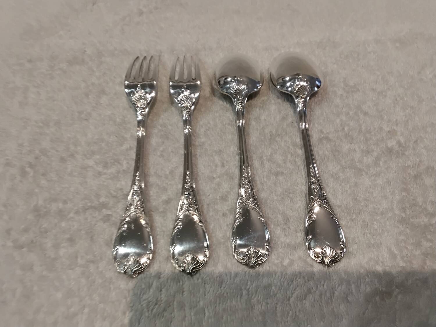 2 spoons 2 forks silver plated dessert Christofle Marly