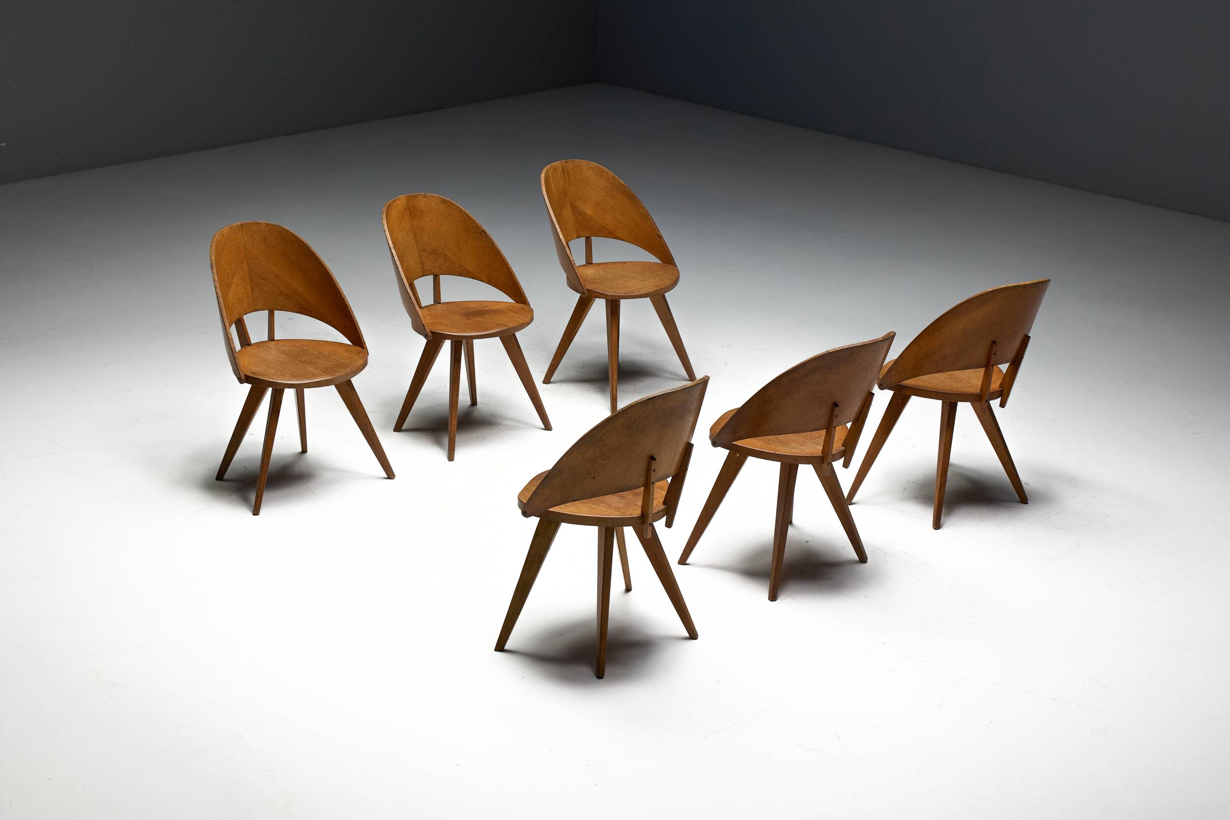 Chaises de salle à manger en contreplaqué, Italie, années 1950
