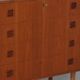 Danish teak chest of drawers, 1960s – 4 drawers, key and recessed handles
