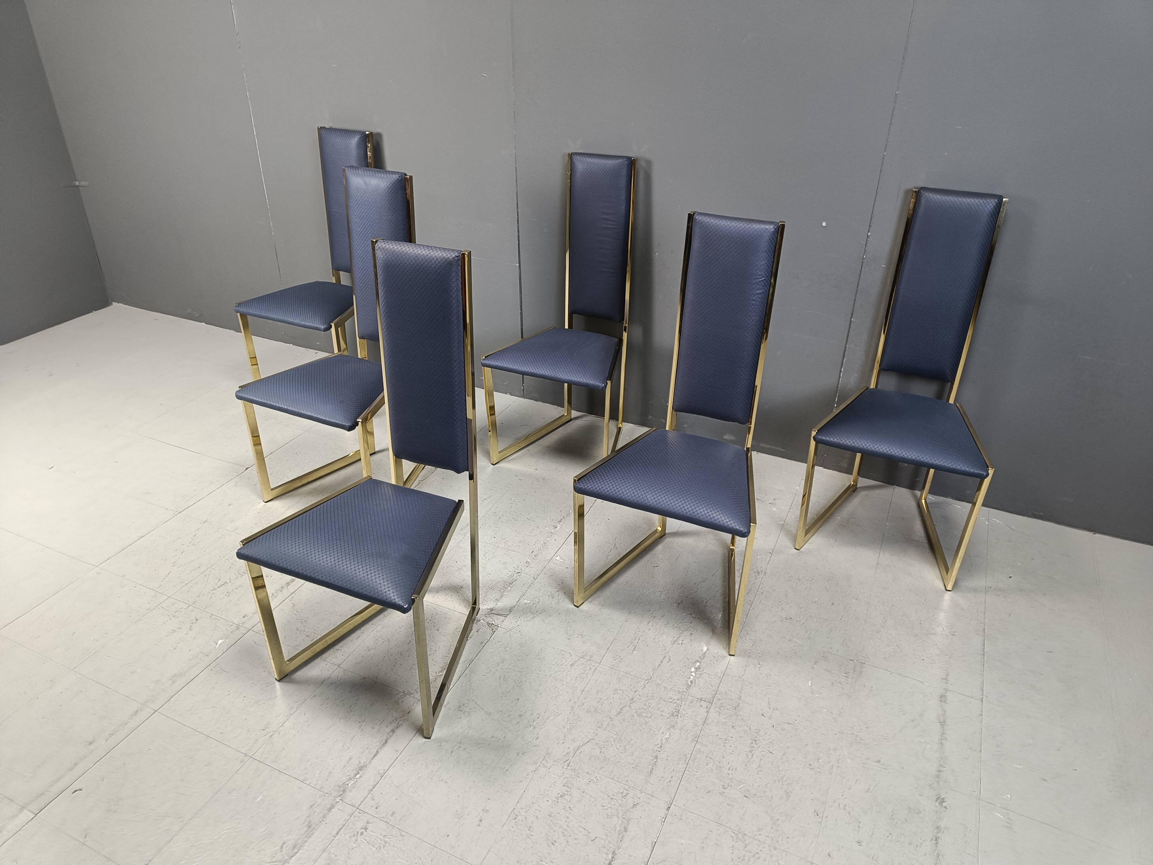 Vintage brass dining chairs set of  6 - 1970s