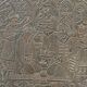 Large ancient copper tray, engraved Persia, offering scenes, vintage ethnic