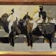 Mid-Century Modern Swedish "Altea" Vintage Abstract Figurative Oil Painting, Framed