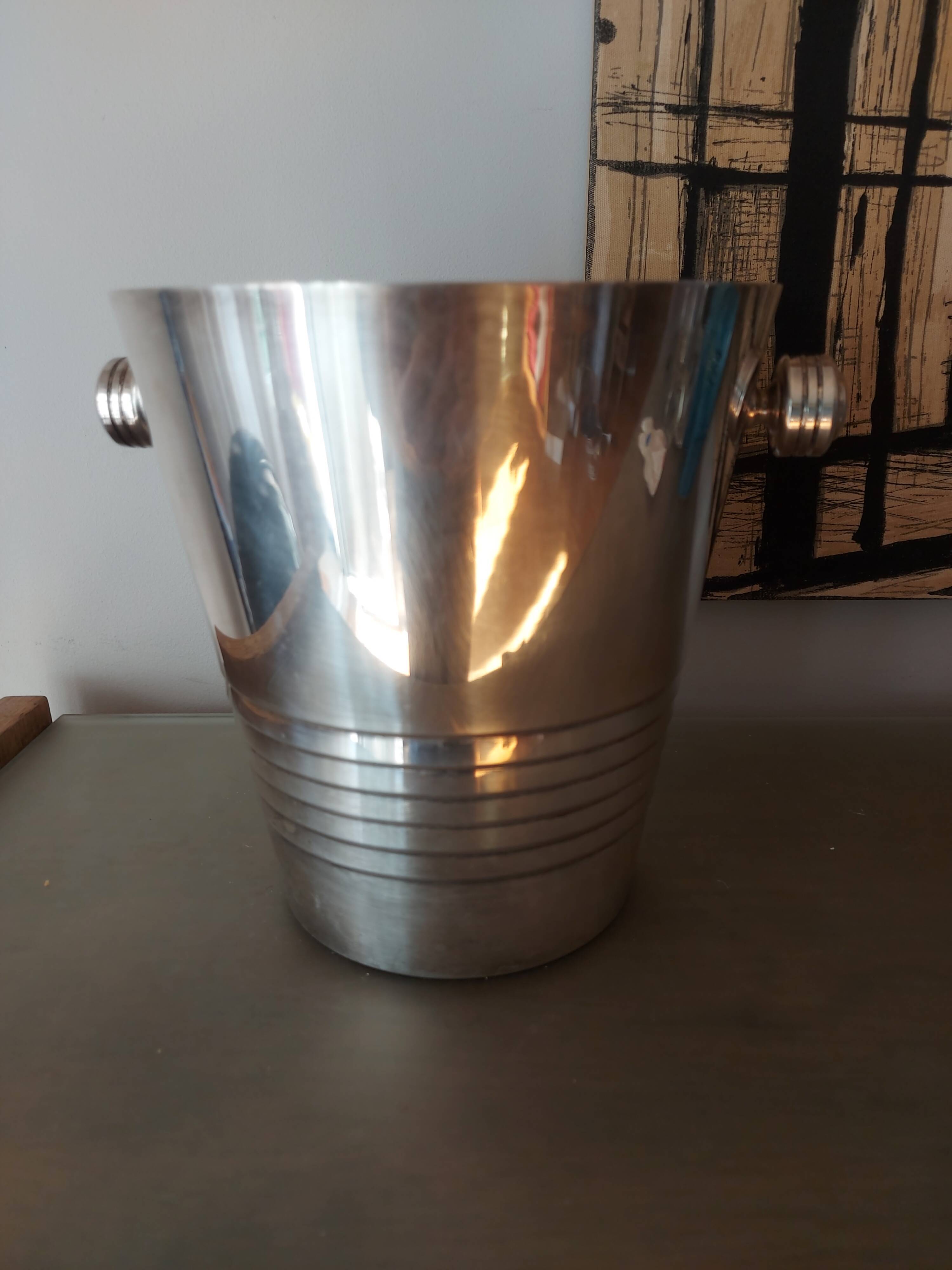 Ice bucket art deco champagne bucket in silver metal