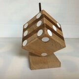 Wooden playing dice pen holder