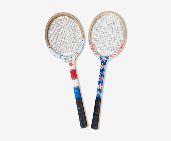 Paire de raquettes de tennis en bois datant des années 70