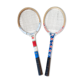 Pair of wooden tennis rackets dating from the 70s