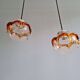 Pair of Space Age pendant lights in blown bubble Murano glass, 1970.