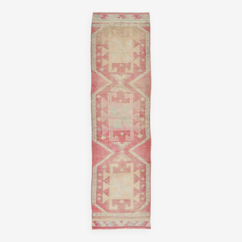 3x10 pale red & pink vintage runner rug, 97x324cm