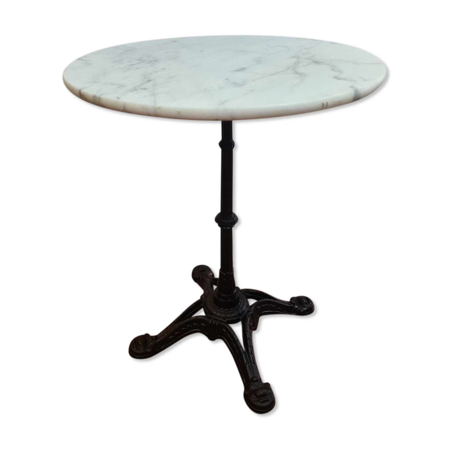 Bistro pedestal table in cast iron and marble