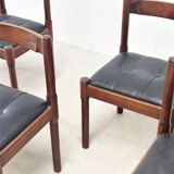 Set of six leather "Carimate" dining chairs by Vico Magistretti for Cassina
