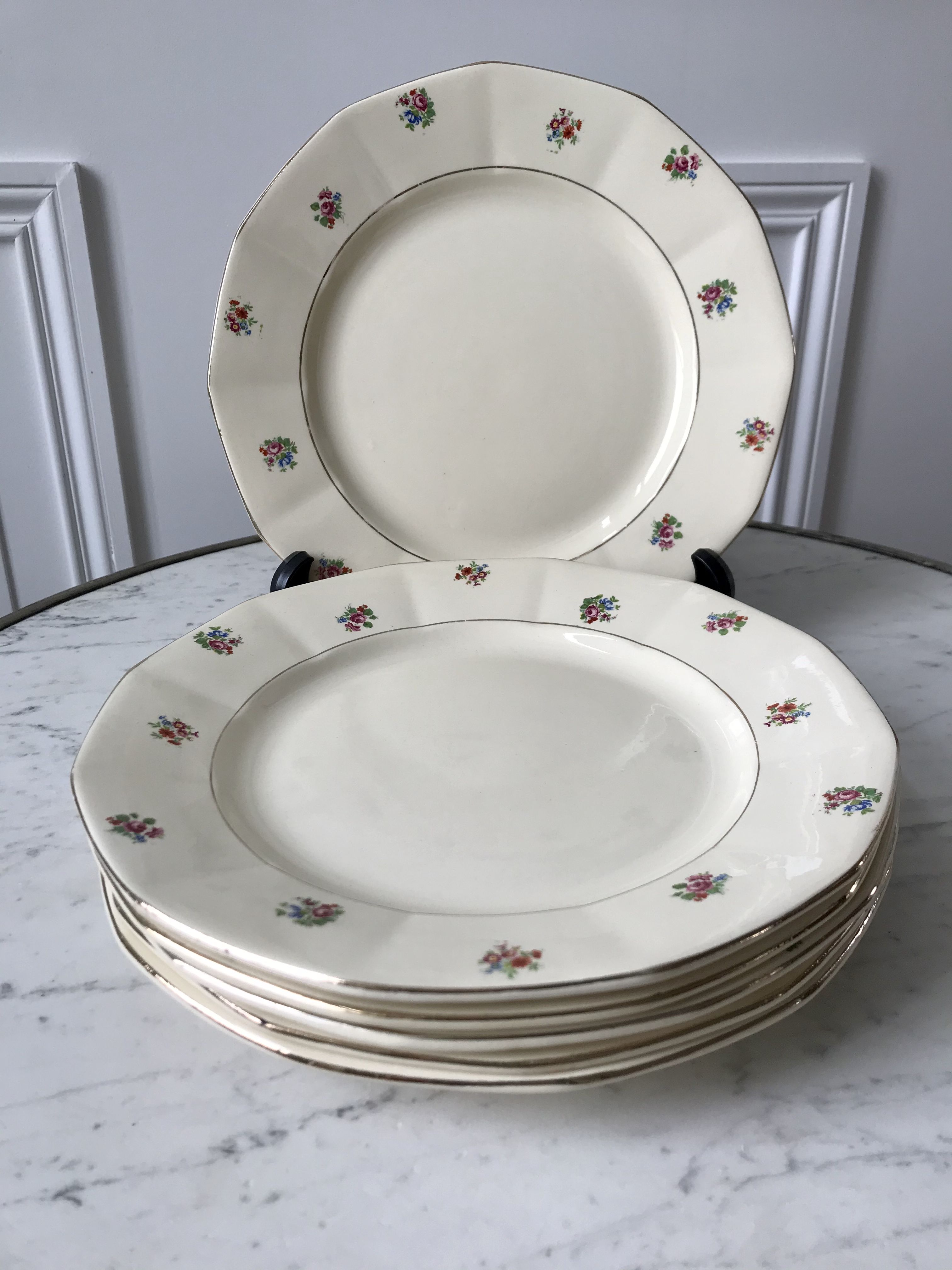 Set of 6 flat plates Digoin Sarreguemines years 40-50