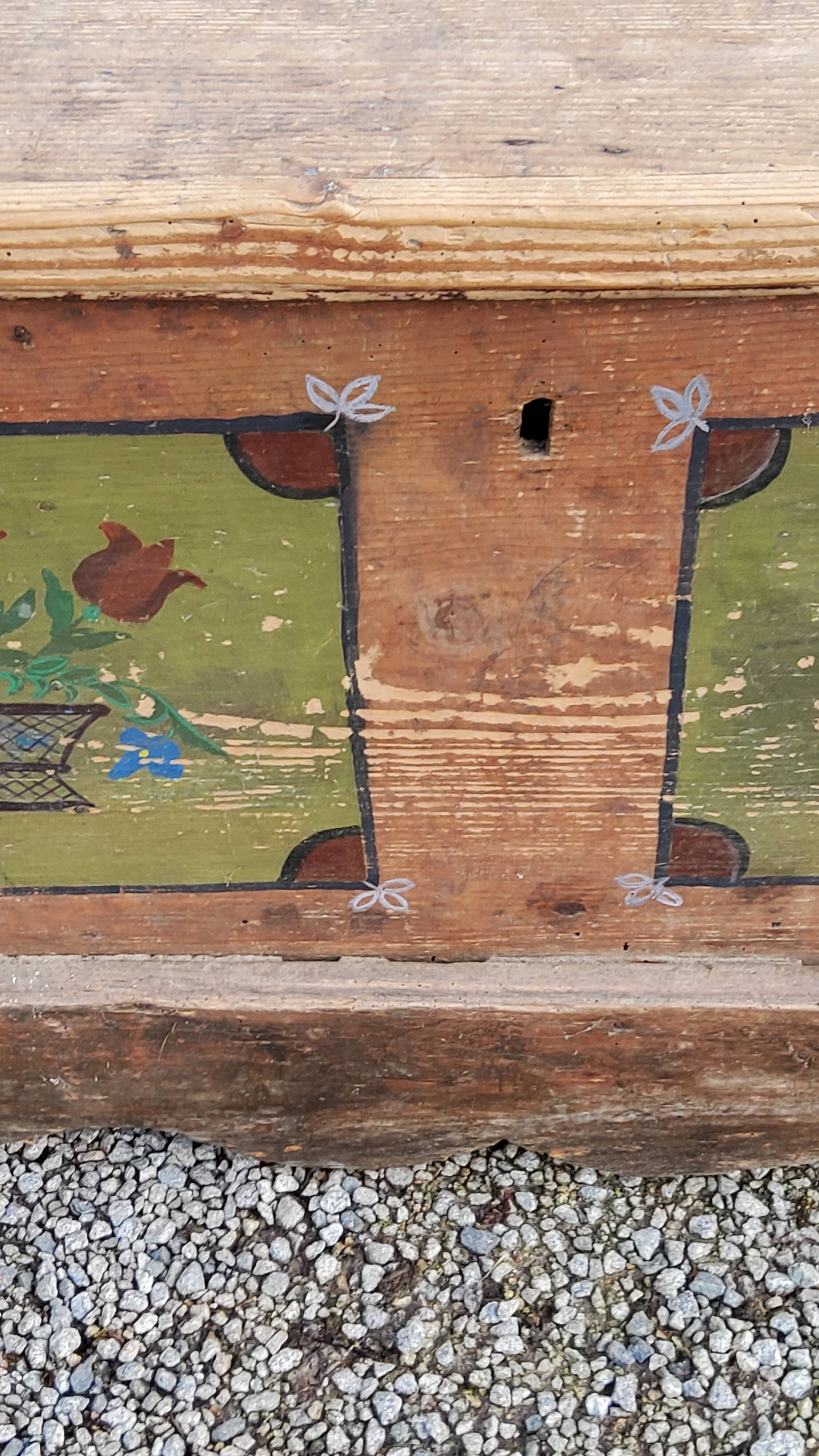 Alsatian polychrome wedding chest eighteenth -nineteenth century