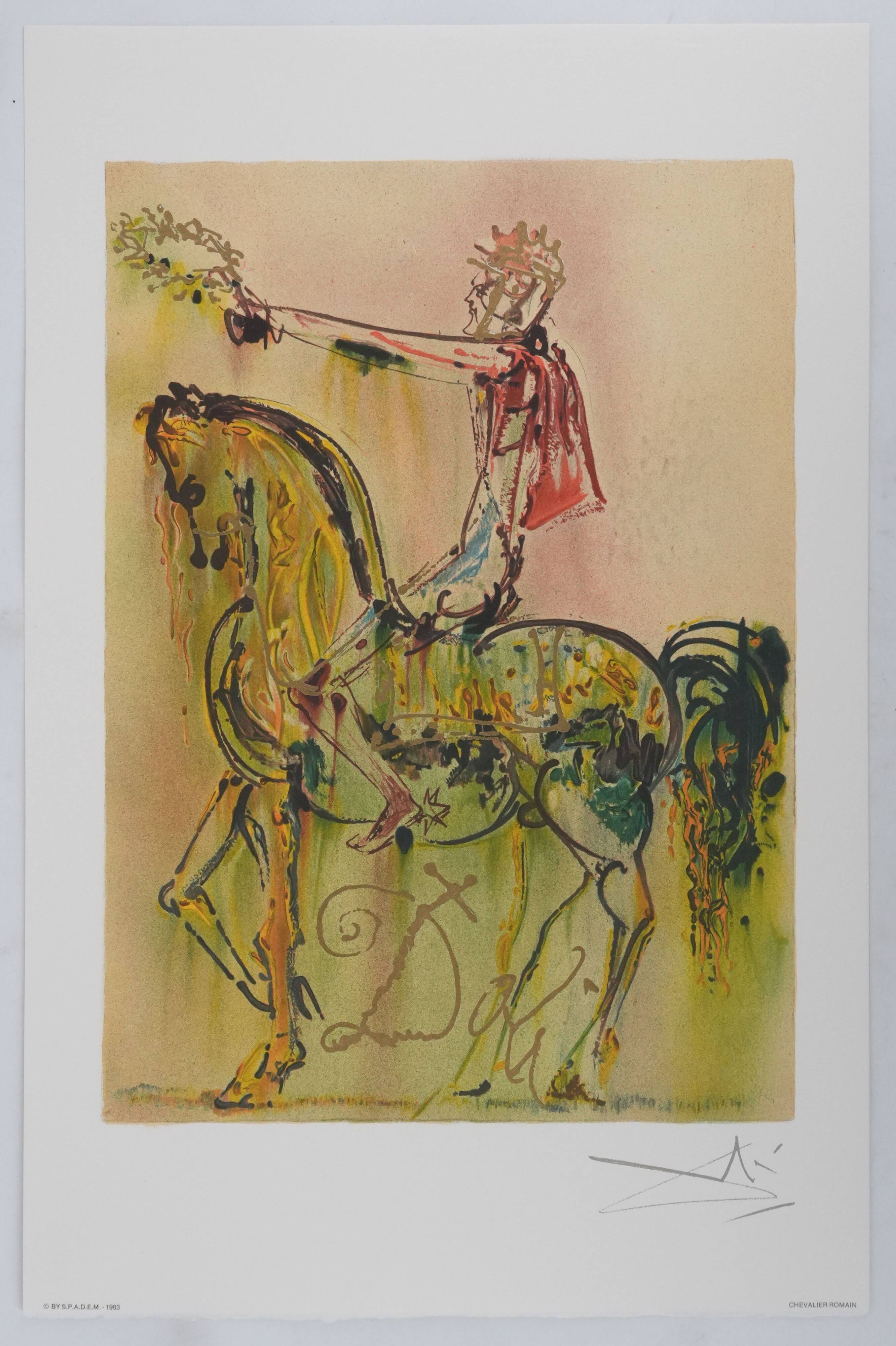 Salvador Dali: Horses, The Roman Knight, signed lithograph