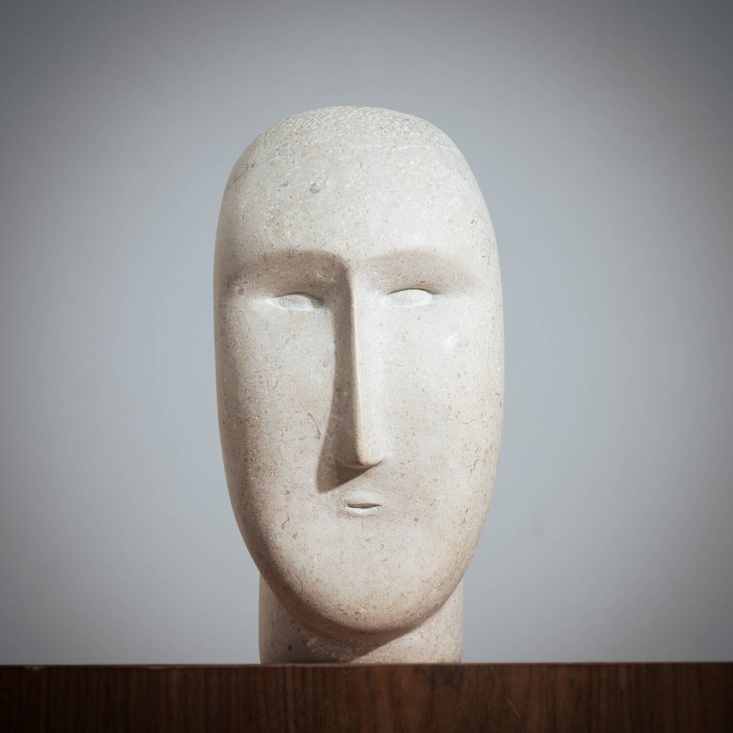 Modernist figurative sculpture bust in sandstone