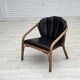 1970s, Danish armchair, rattan, black artificial leather.