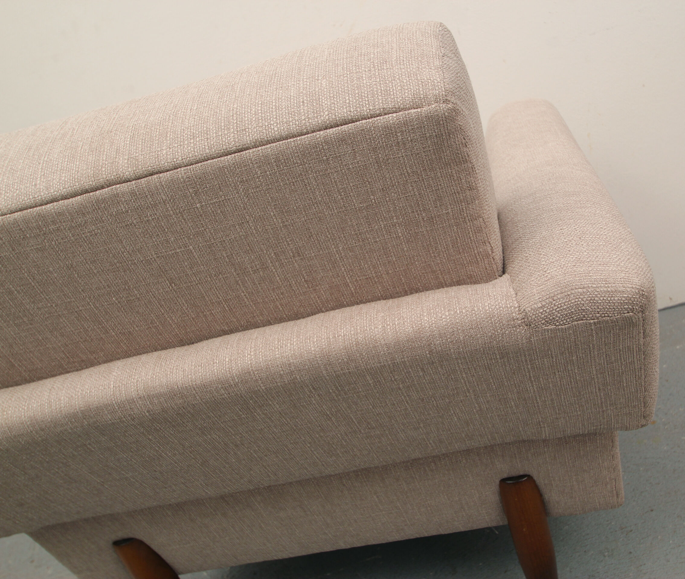 1950s polstery armchair beige, completely restored