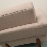 1950s polstery armchair beige, completely restored