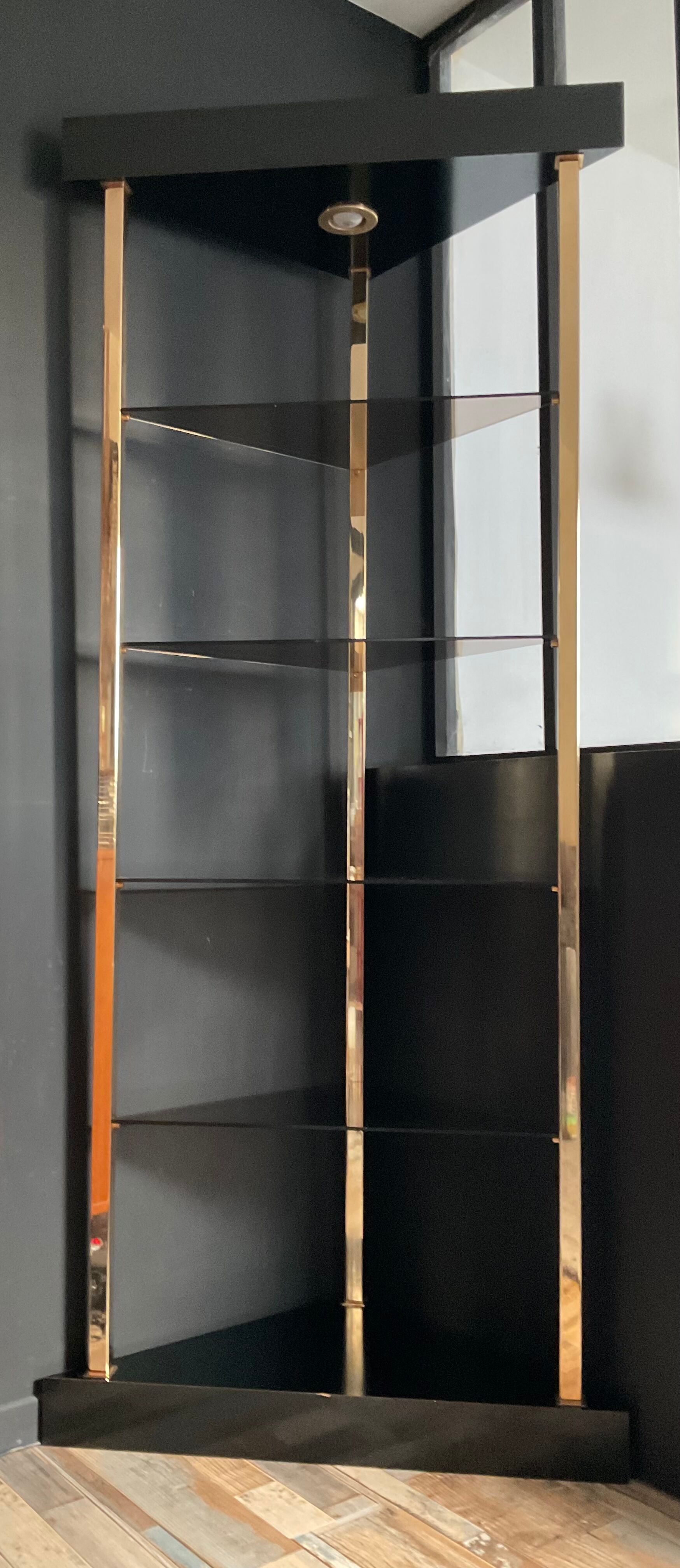 70s brass light shelf