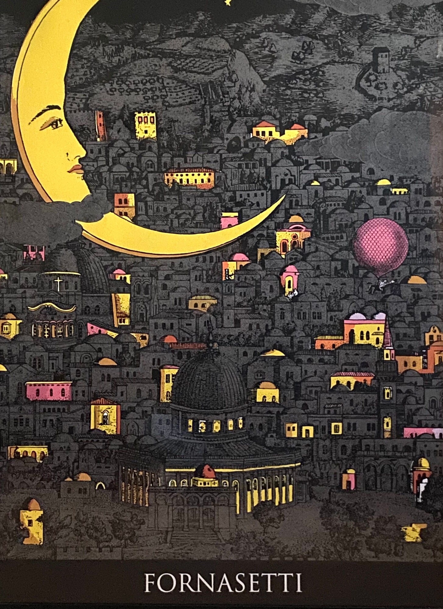 Piero Fornasetti, "Notte su Gerusalemme" serigraph, Graphique de France 1993