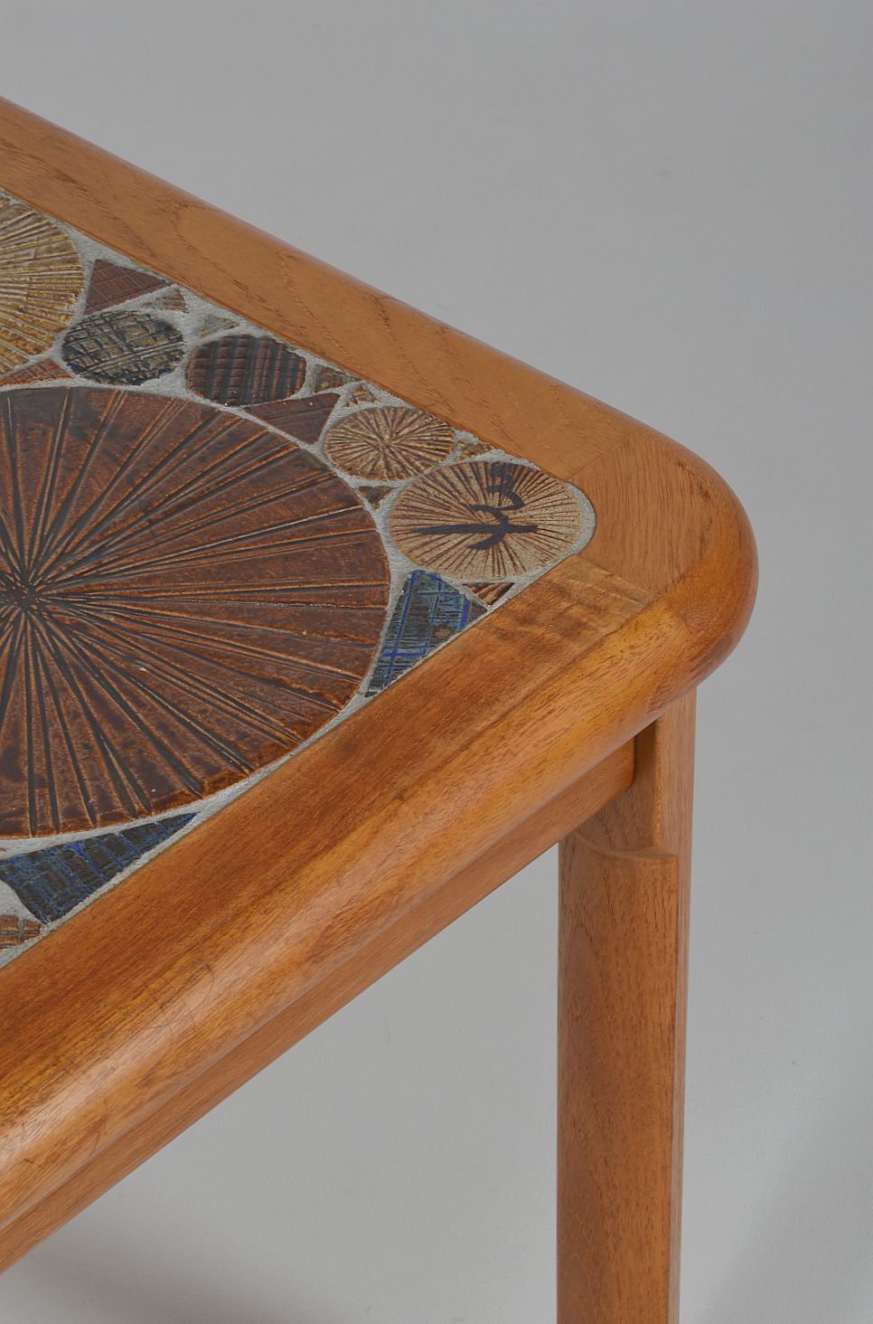 Coffee table with ceramic work by Tue Poulsen for Haslev Møbelsnedkeri, 1960s