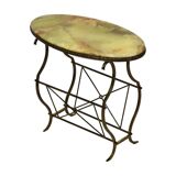 Vintage classic side table oval side table onyx marble brass sixties 64cm