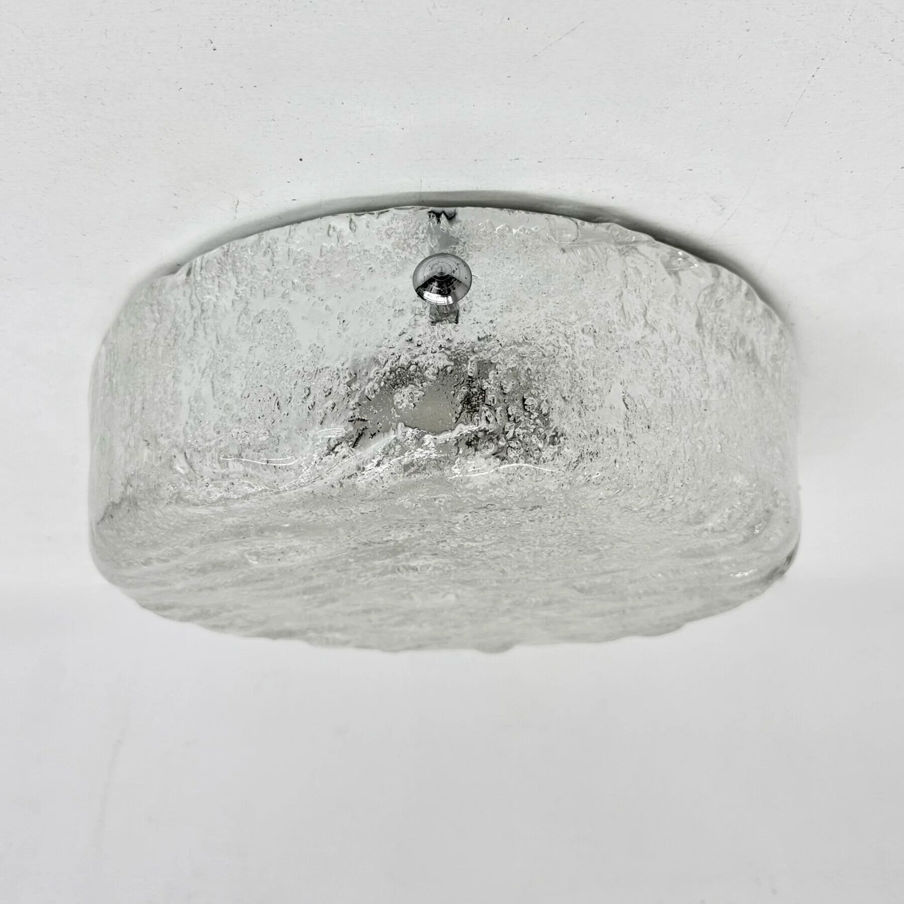 Mid-century Hillebrand iced glass ceiling lamp, 1970s