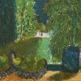 Guy Bardone: Window with Fruits, signed original lithograph.