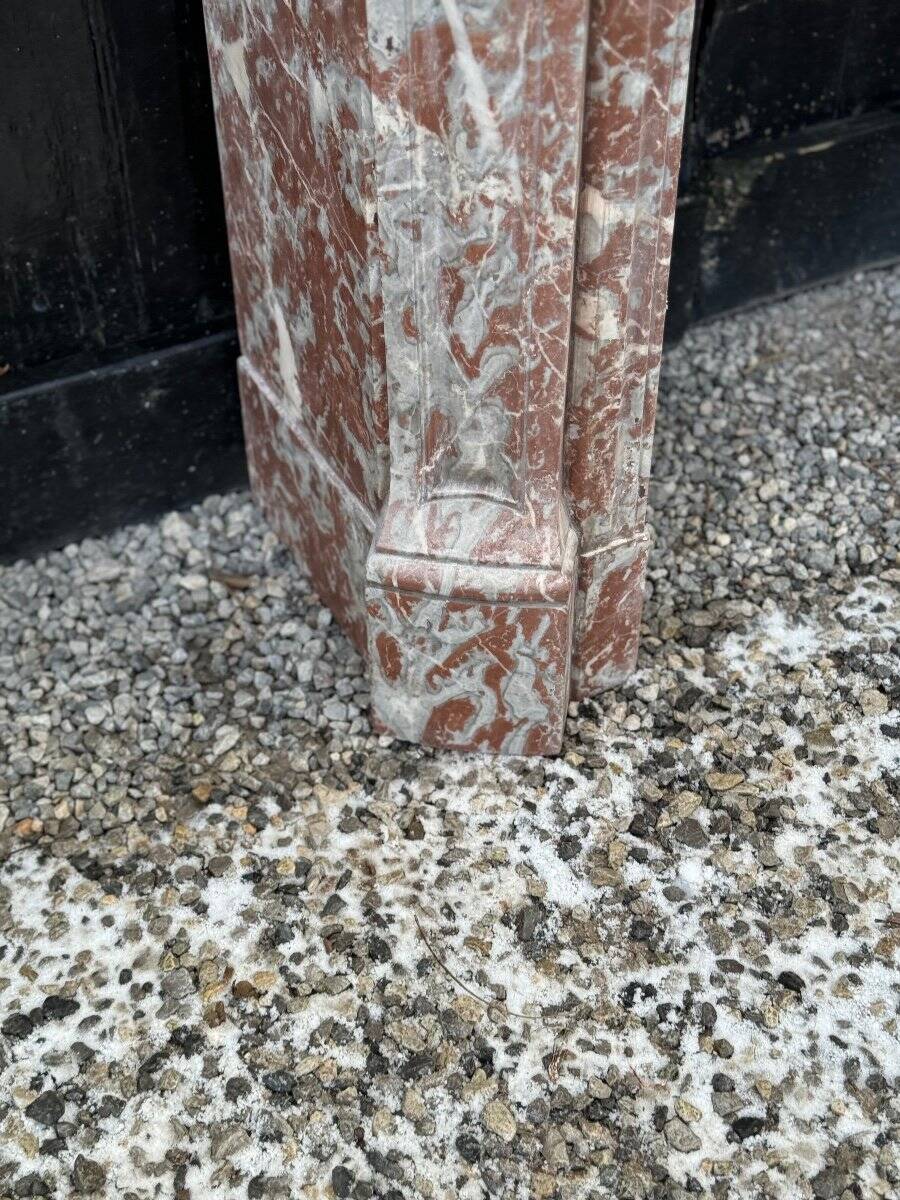 Louis XV Pompadour style fireplace in red Rance marble circa 1880