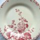 Assiette plate art nouveau en rose, porcelaine, modèle rose trémière de gien