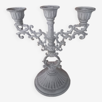 Large 3-light candlestick patinated Gustavian gray
