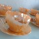 Set of six cups and pearly opaline sugar by Termocrisa / vintage 50-60