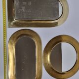 Set of three antique Moroccan brass mirrors, 32 cm