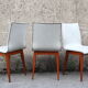 Lot de 4 chaises en simili cuir des années 1950