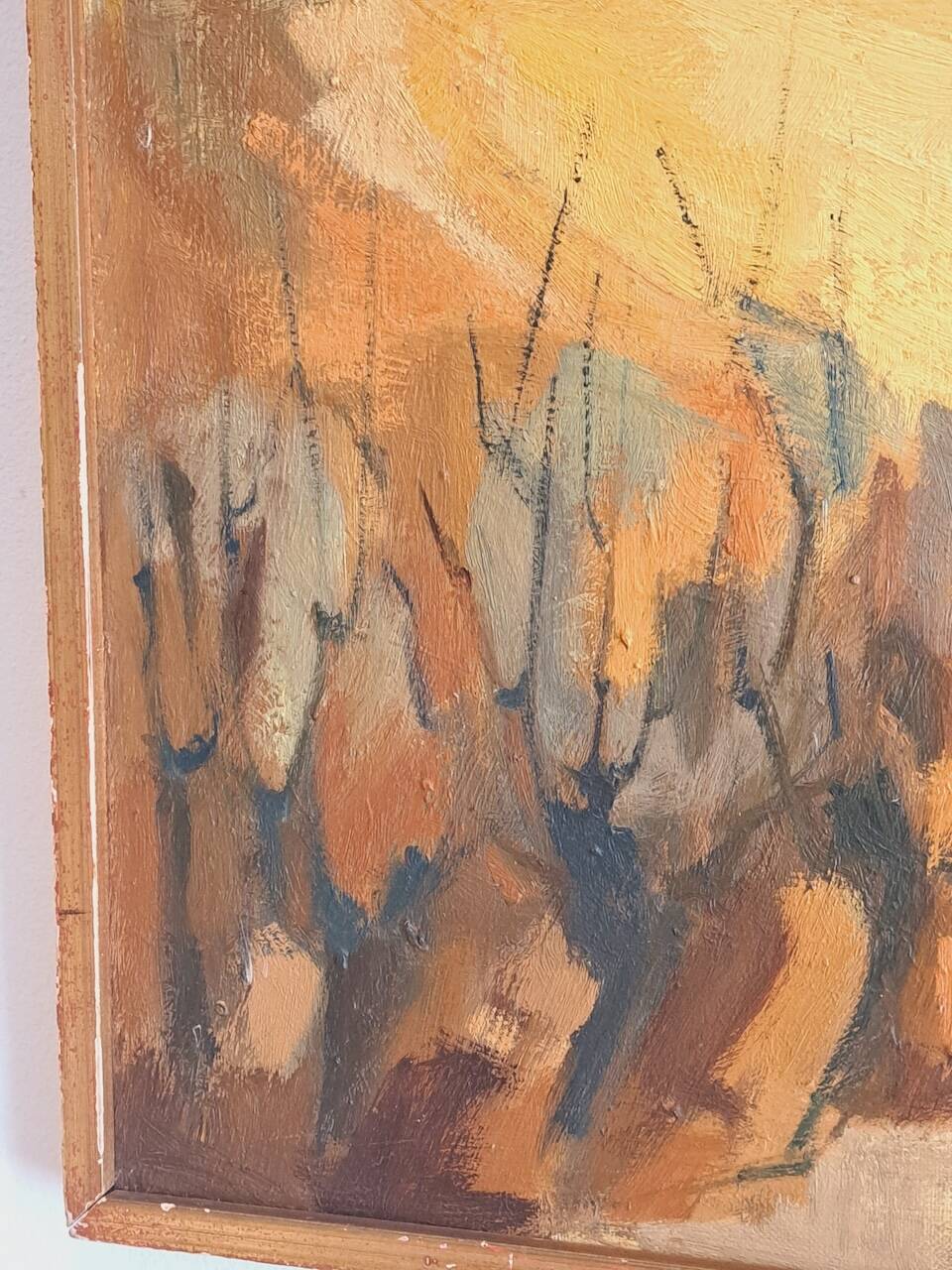 Old ochre landscape painting by G.Zylberman