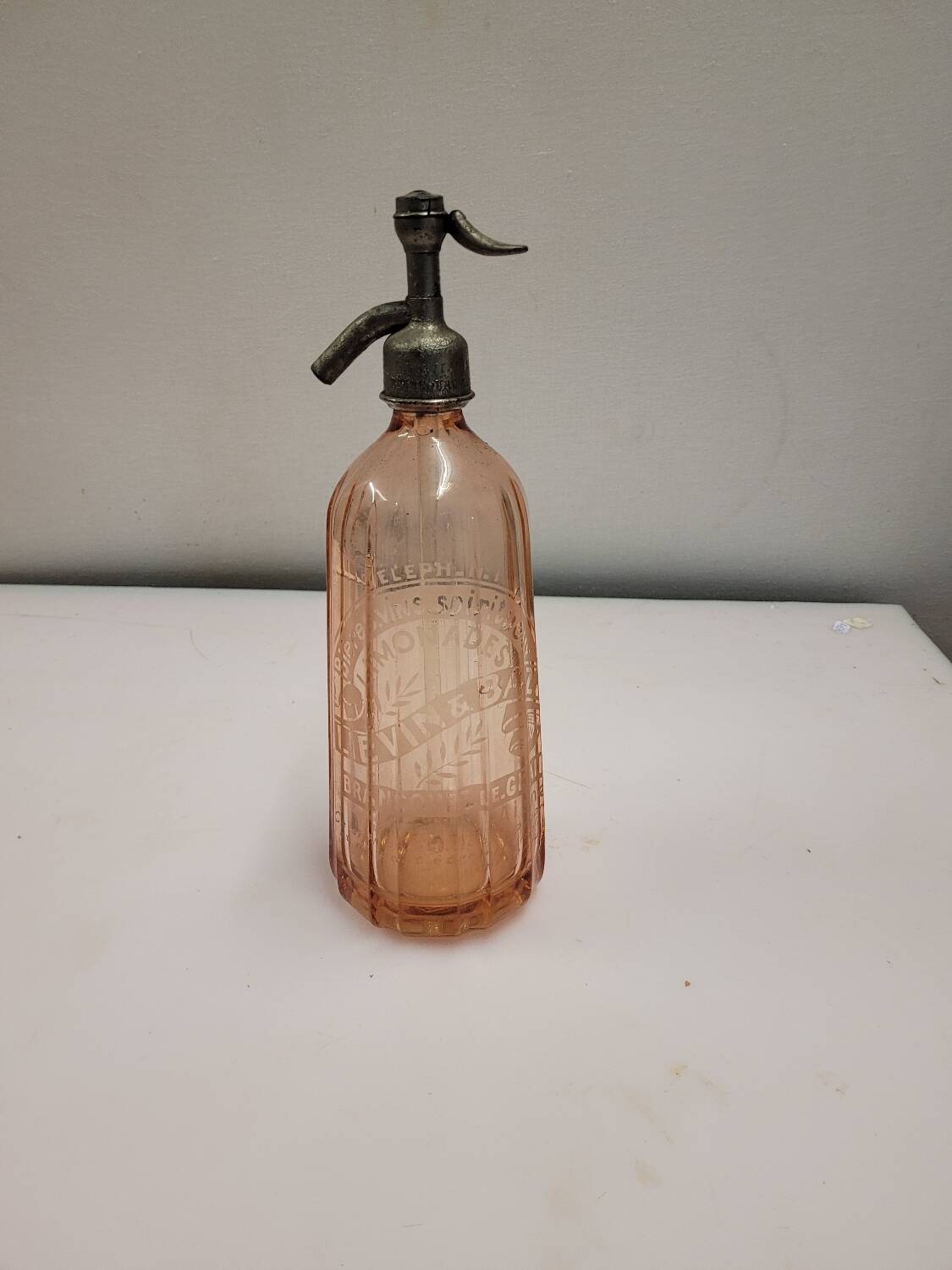 Old Siphon Selzt water bottle with marking