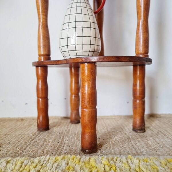 Sellette ancienne en bois - porte-plantes tripode