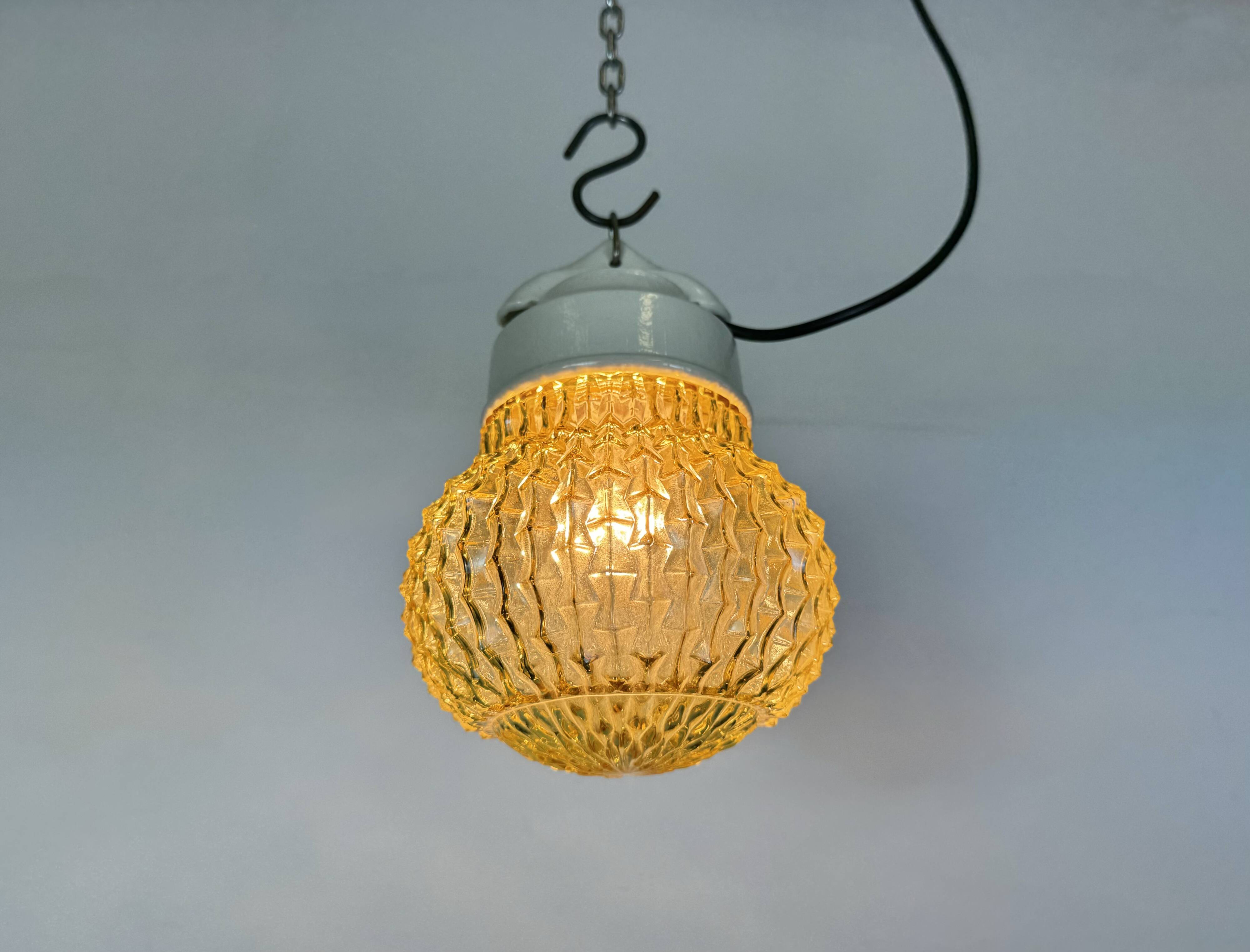 Vintage White Porcelain Pendant Light, 1970s