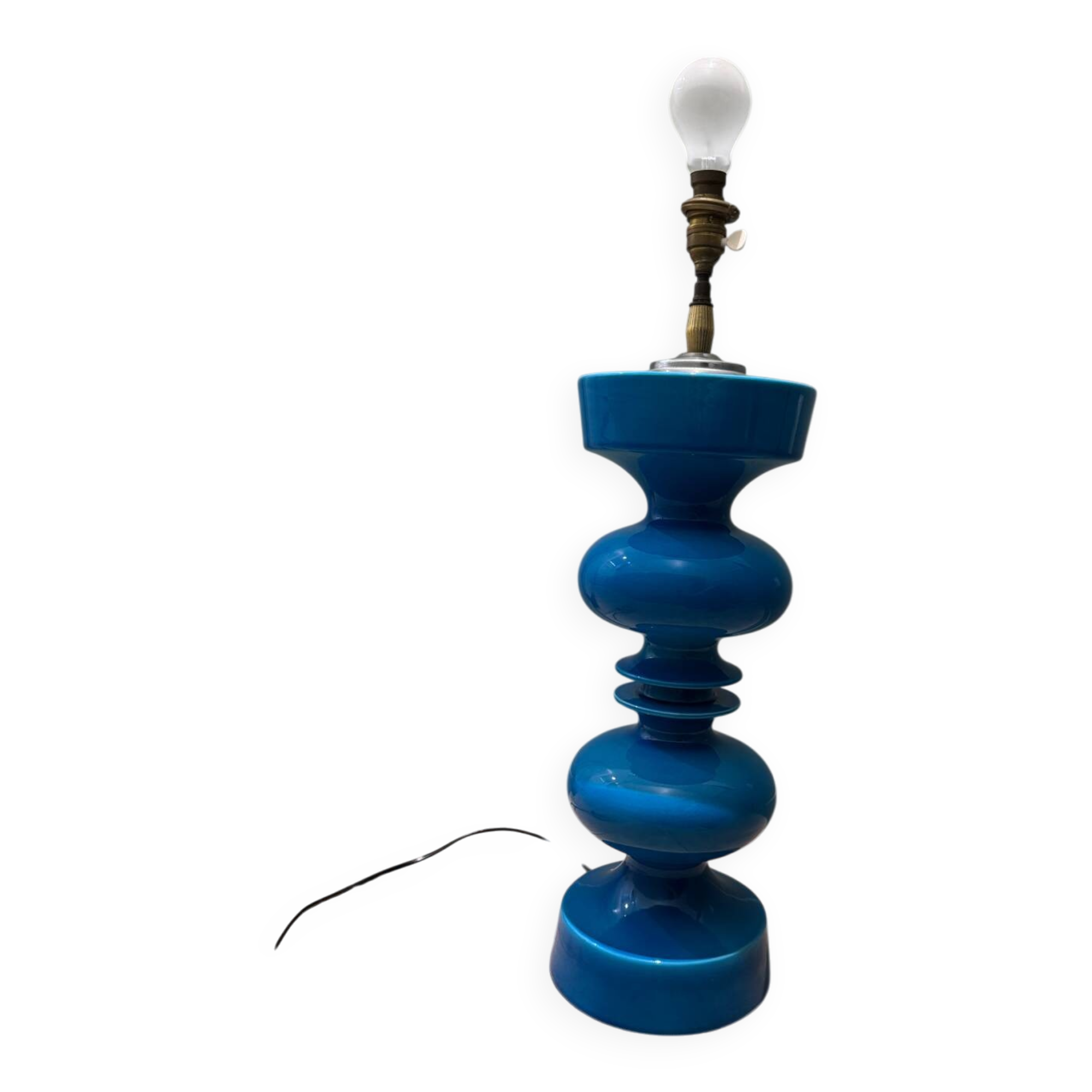 Blue glazed ceramic table lamp