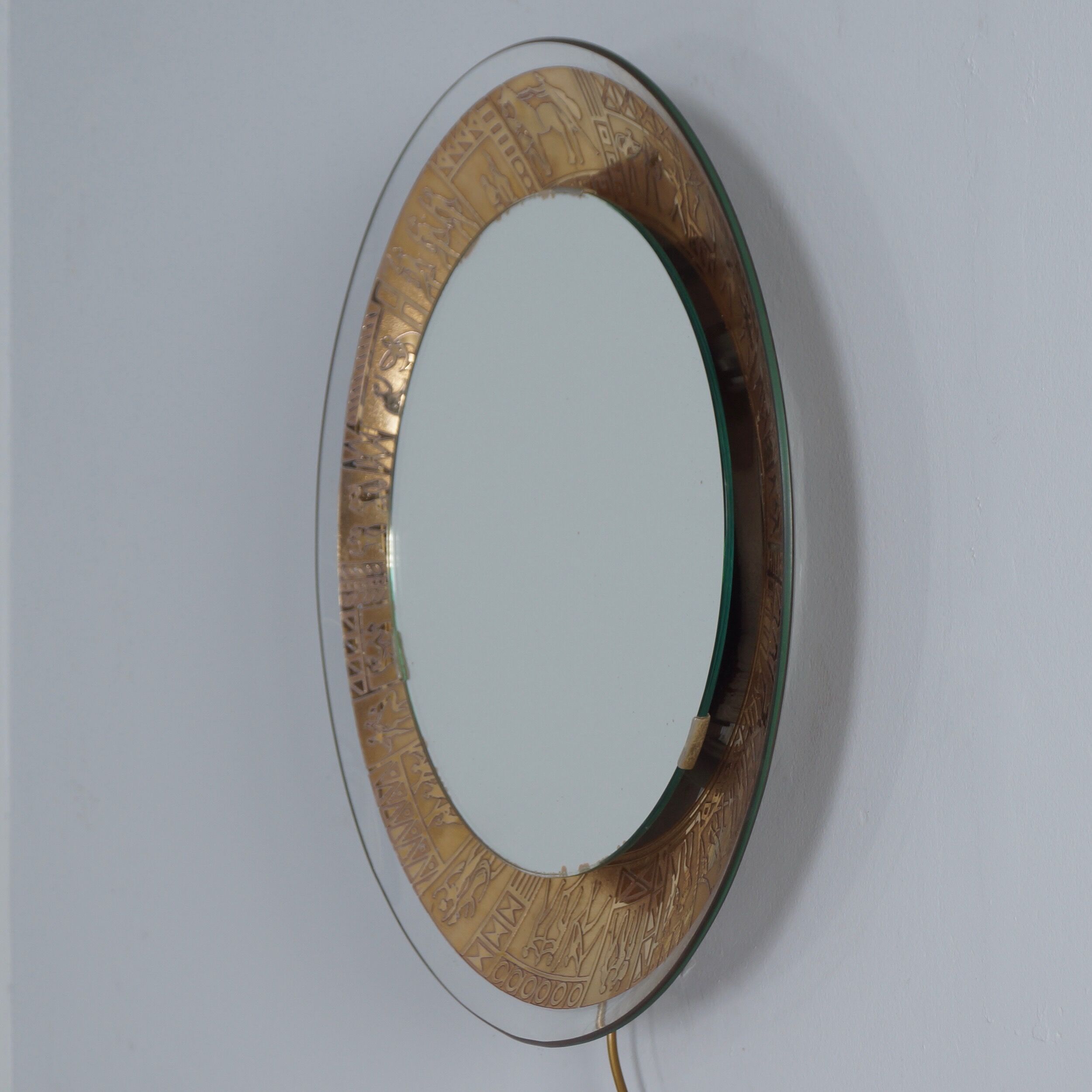 Decorative wall mirror with lighting by M. Furgeri, Italy, 1960s