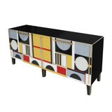 Mid Modern Italian Cabinet with Original 1950s Structure, Murano Glass and Brass