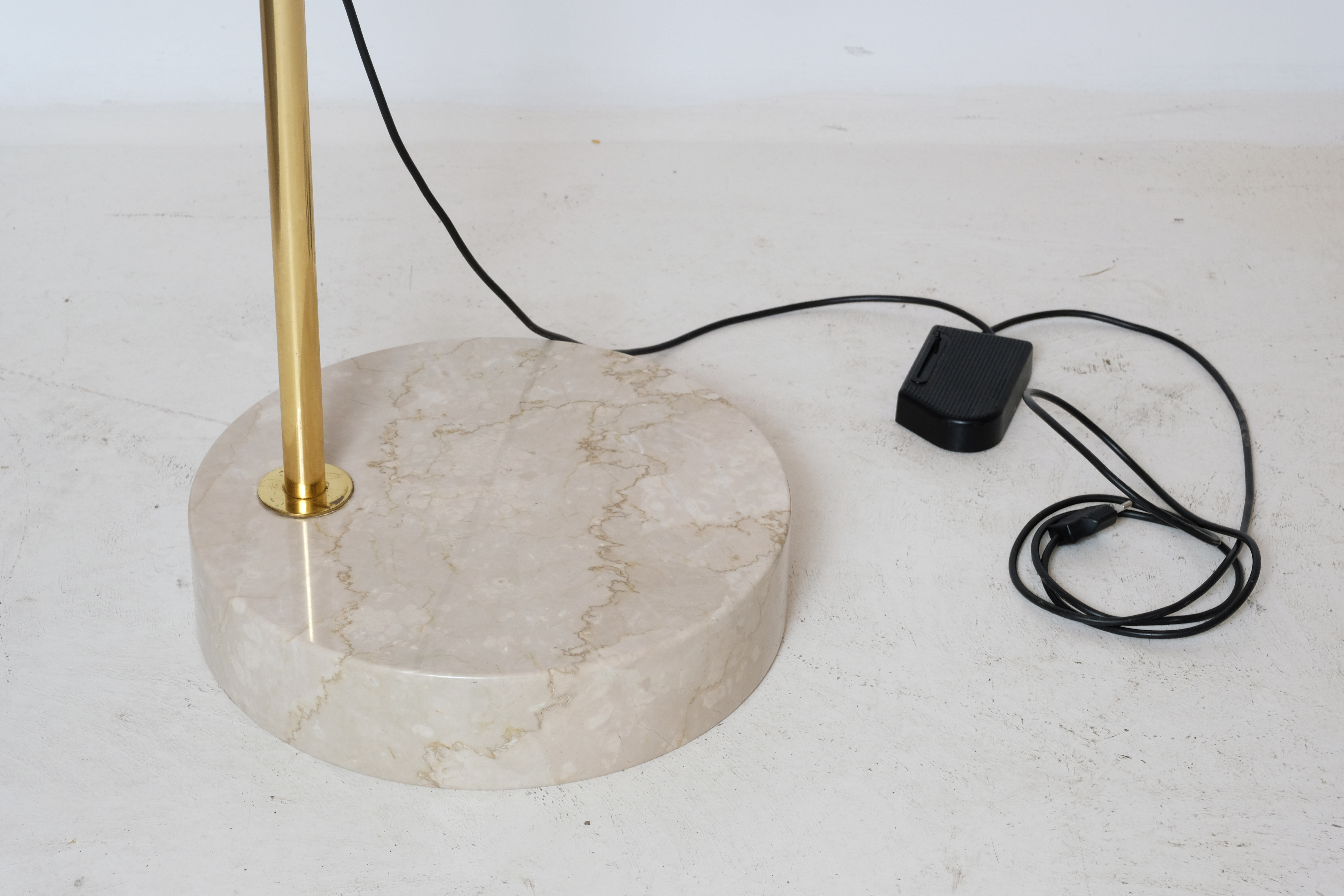 Marble swivel arch floor lamp, Bellux 1980's switzerland