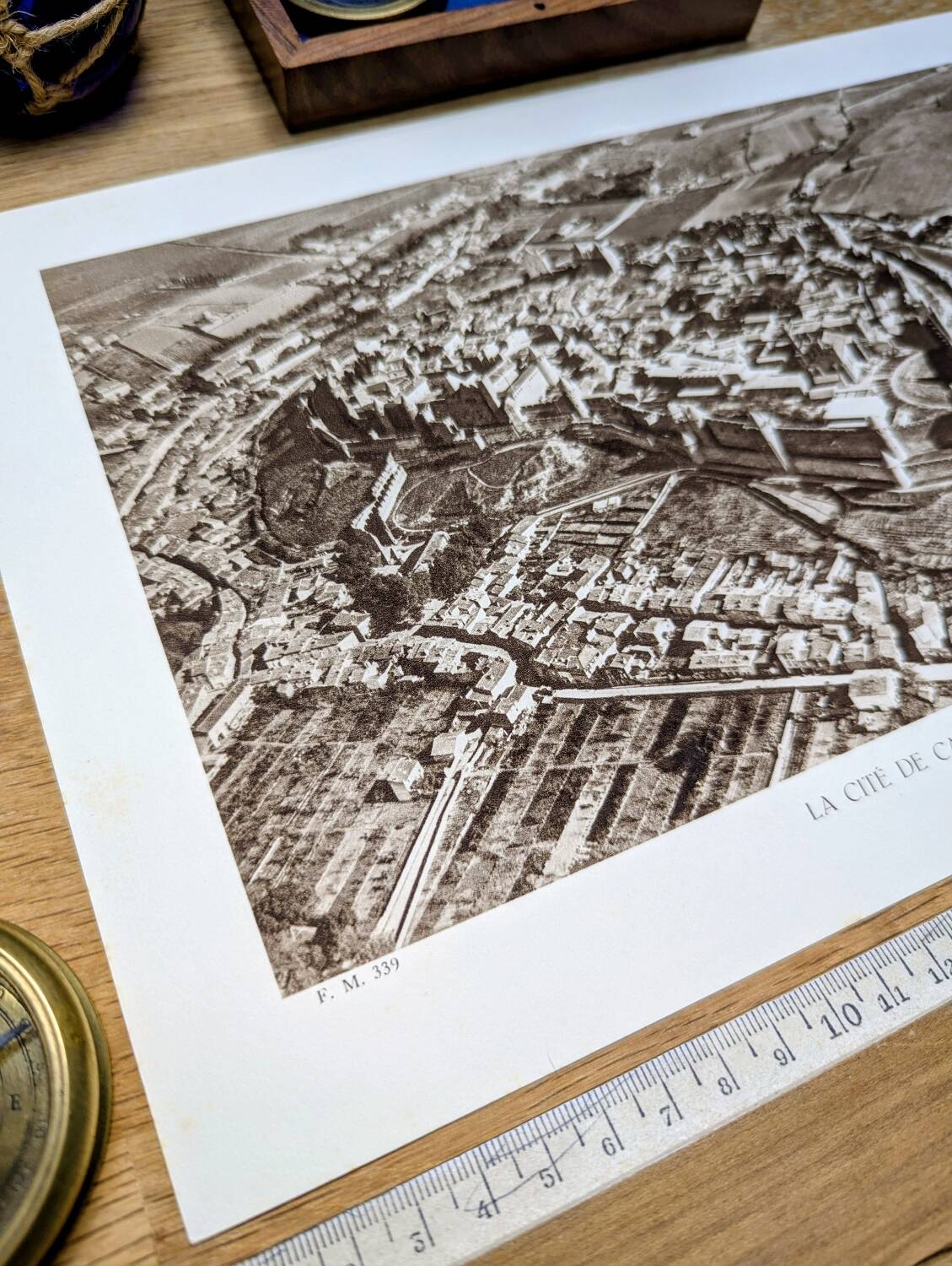 Carcassonne, Aude, vintage, photo plate printed in 1935.