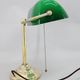 1930s Art Deco Brass  Banker Table Lamp with Glass Shade, Czechoslovakia