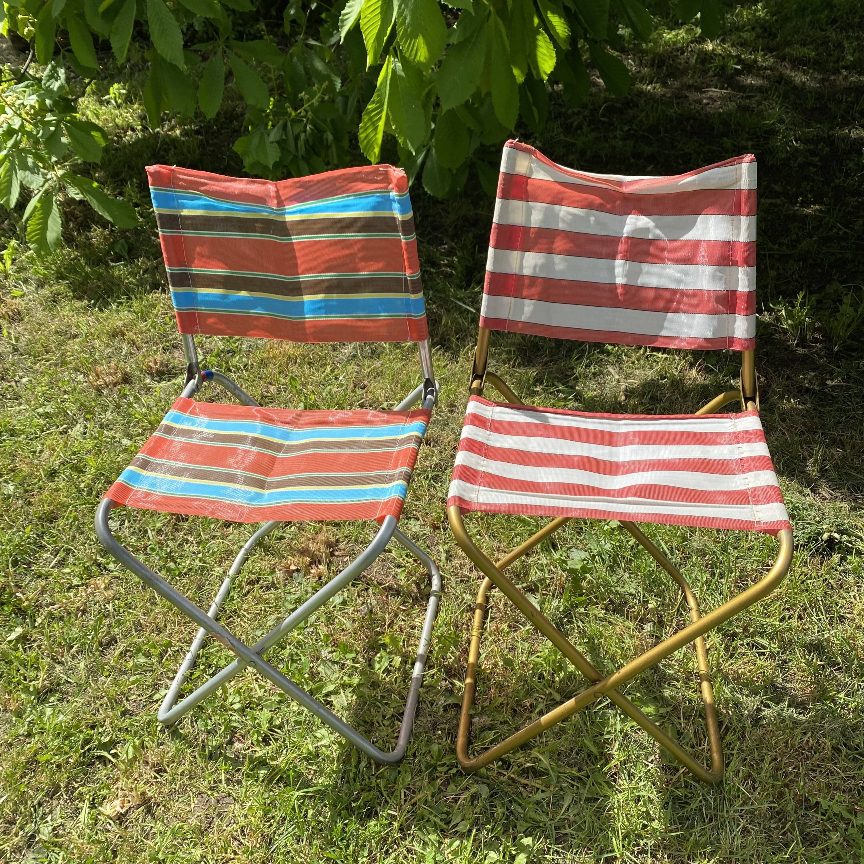 Chaise de camping vintage pliante