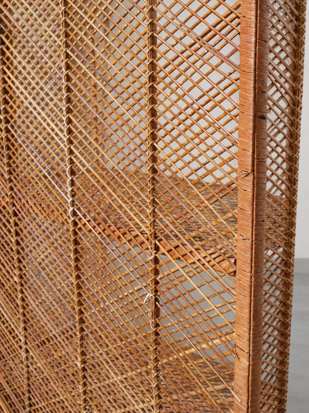 Large woven bamboo shelf